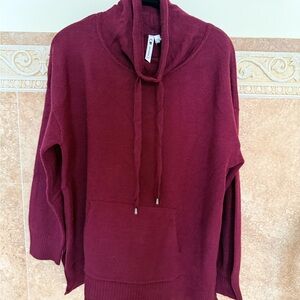 Cable & Gauge Rich Burgundy Cowl Neck Sweater